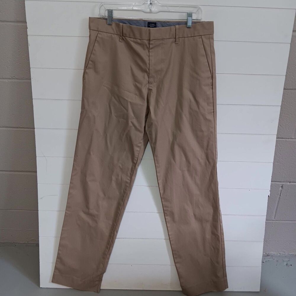 Gap Khakis Trouser Cotton Dress Pants Men Size 32x32 Brown Tailored Straight Leg